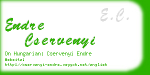 endre cservenyi business card